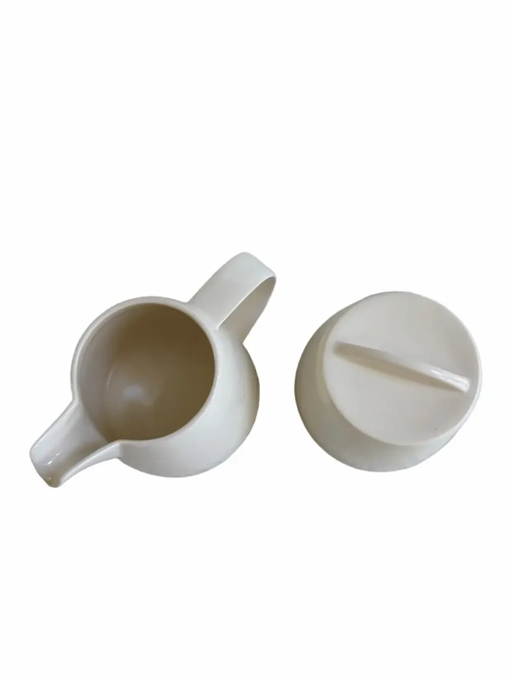 Gluckstein Home White Ivory Porcelain Sugar and Creamer Set Ribbed Texture